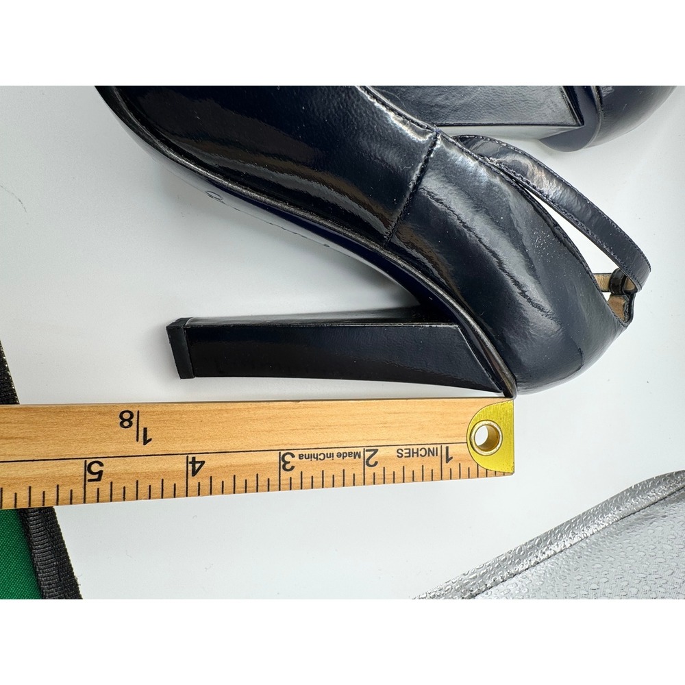 Jimmy Choo Navy Blue Patent Leather Ankle Strap Block Heel Pumps Womens 36.5 - Picture 10 of 10